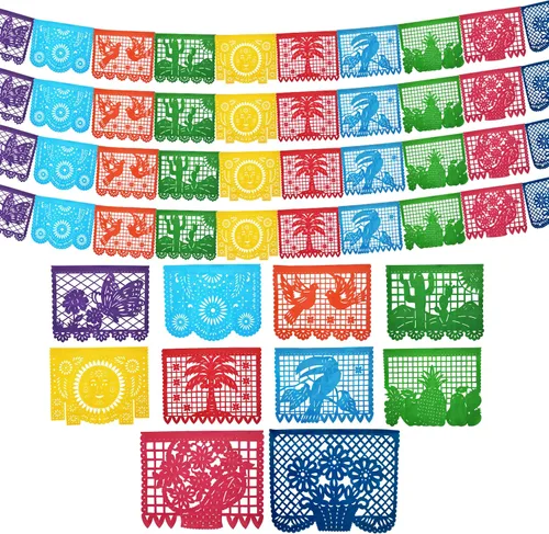 4 pancartas grandes de plástico para fiestas mexicanas, pancarta de plástico para fiesta, fiesta mexicana, carteles colgantes de Cino de Mayo,