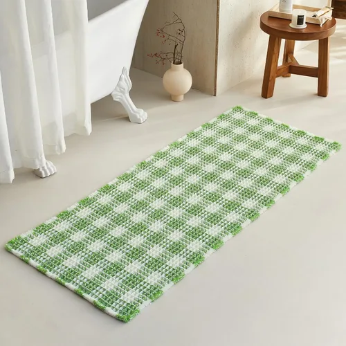 Miniatura 32 de TYUU Tapete de baño estilo gofre, tapete de baño bohemio, antideslizante, lavable, súper absorbente, de secado rápido, bonito tapete de baño