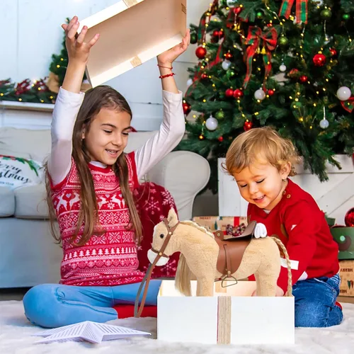 Miniatura 2 de HollyHOME Caballo Palomino de Peluche Animal Bonito Poni Juguete de Peluche Juego de Simulación Caballo 11 pulgadas Beige
