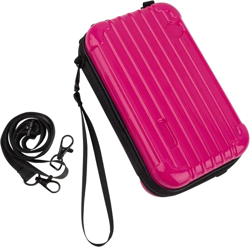 Miniatura 13 de Framendino, Estuche de cosméticos de carcasa dura morada, bolsa de transporte para artículos de tocador, mini cuerpo cruzado con cuerda de agarre