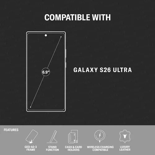 Miniatura 2 de TORRO Funda de cuero compatible con Samsung Galaxy S26 Ultra 5G 2026 - Funda de cuero premium tipo cartera con función atril y ranuras para tarjetas