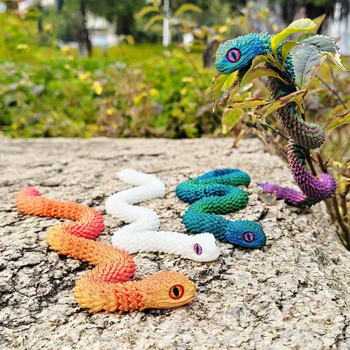 Miniatura 4 de uyrzwek 4 Piezas Juguetes de Serpiente Impresos en 3D de 12 pulgadas, Animales Impresos en 3D, Artículos Flexibles de Serpiente Impresos en 3D