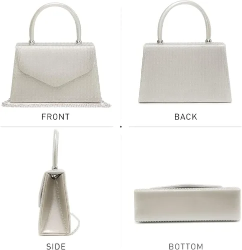 Miniatura 42 de Dasein Bolso de noche para mujer, embragues de fiesta, bolsos de boda, cóctel, baile de graduación, bolsos con purpurina esmerilada