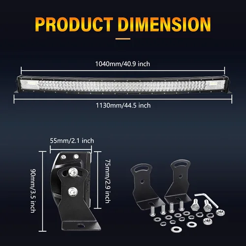 Miniatura 2 de AUXTINGS 42 inch Curved LED Light Bar with Remote Controller Wiring Harness,540W Triple Row Spot Flood Beam,Strobe Flash Work Light Driving