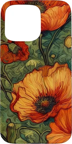 Miniatura 28 de iPhone 16 Floral Van Gogh Style Poppy Flower Case