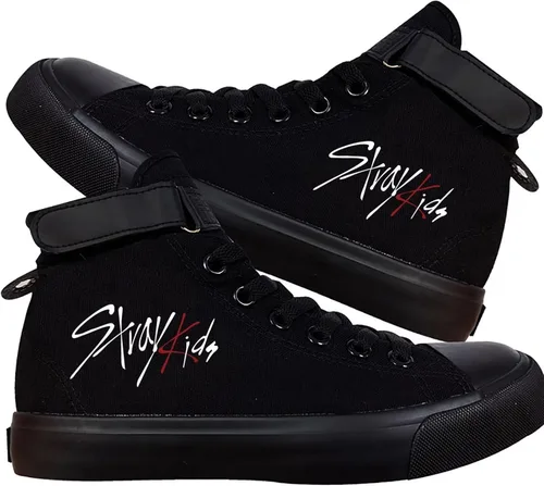KPOP Zapatos deportivos para niños Stray Bang Chan Lee Know ChangBin Han I.N Felix HyunJin Seungmin Hiphop Zapatos de lona de caña alta