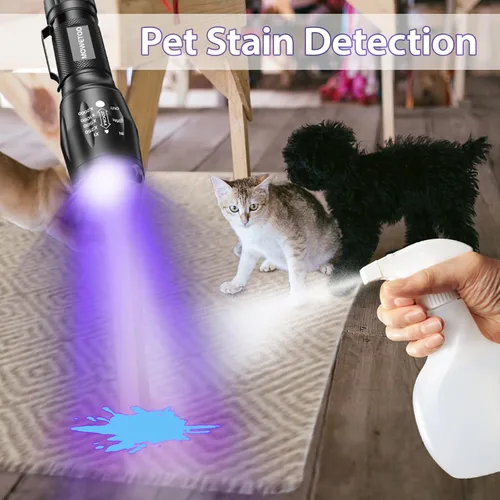 Miniatura 4 de MOWETOO Linterna UV, linterna de luz negra portátil, linterna LED con combinación de luz blanca y ultravioleta, detector de orina de mascotas de luz