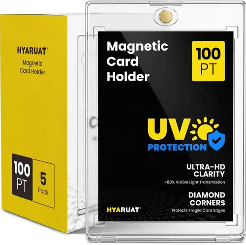 Miniatura 12 de Portatarjetas magnéticas de 35 puntos para tarjetas de intercambio - Estuches duros transparentes blancos de un solo toque, paquete de 25