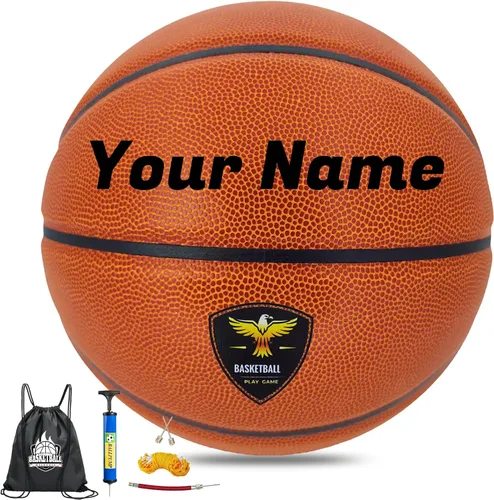 Miniatura 9 de Balones de baloncesto personalizados para interiores y exteriores, regalo de baloncesto de cuero compuesto con nombre, texto, logotipo