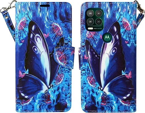 Zase Moto G Stylus 5G - Funda tipo cartera de piel sintética para mujer, diseño bonito con función atril, ranura para tarjeta de identificación,