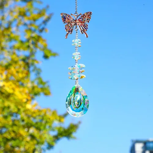 Miniatura 5 de H&D HYALINE & DORA Atrapasoles Cardinal en una Rama para Ventanas, Atrapasoles de Cristal de 44.45 cm con Cadena de Metal y Ganchos, Regalo