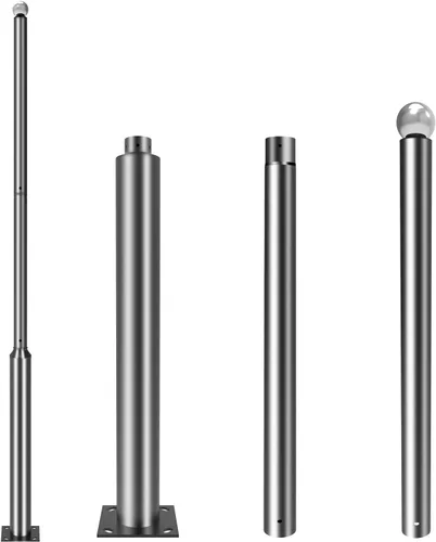 HYKOONT Poste de luz de calle de 10 pies de alto, poste de aluminio de hierro negro, accesorio de poste de luz solar para exterior de la casa,