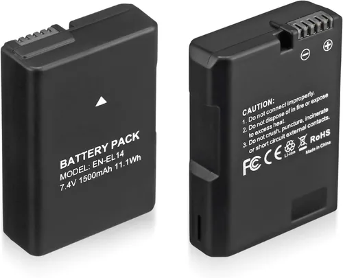 EN-EL14 EN EL14A - Paquete de 2 baterías de iones de litio de 1500 mAh compatibles con Nikon D3100 D3200 D3300 D3400 D3500 D5100 D5200 D5300 D5500