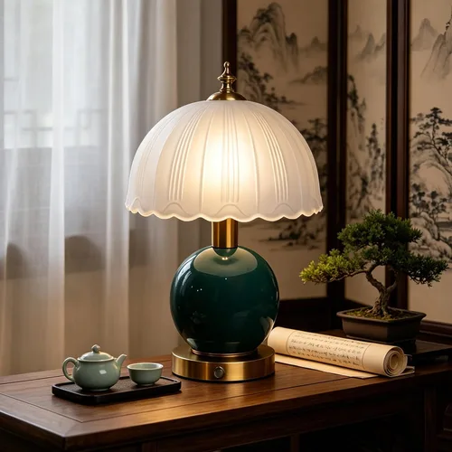 Lámpara de cerámica vintage para sala de estar, luz táctil recargable moderna de 12 pulgadas, lámpara de escritorio de ajuste de luz continua,