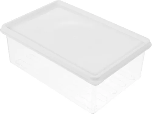 Kichvoe Tocino de plástico con tapas 7.9 * 5.3 pulgadas herméticos embutidos de almacenamiento de queso para refrigeradores congelador