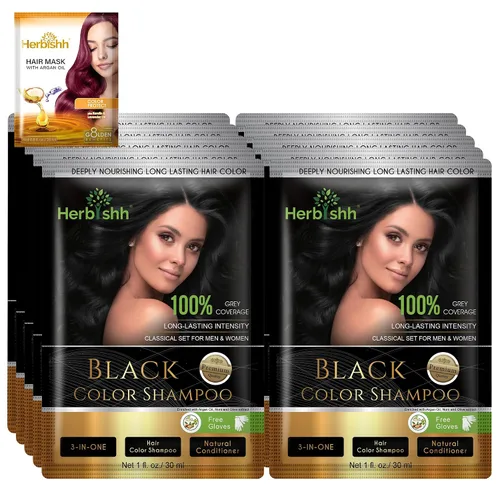 Miniatura 11 de Herbishh Champú de color para cabello gris – Champú de tinte natural para el cabello con máscara de argán – Tamaño de viaje – Colores de cabello