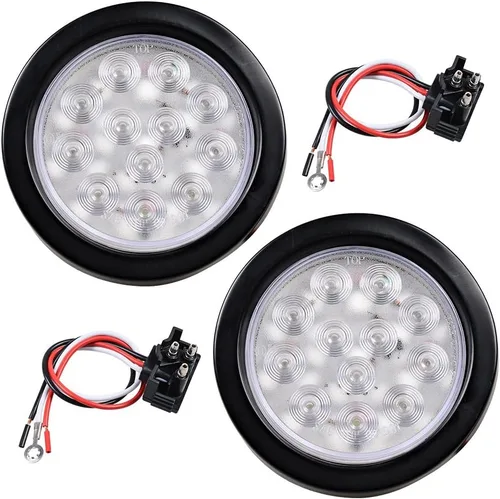 Miniatura 40 de Kit de tapones de cableado con cubierta de hule para luz trasera LED redonda de 4", 12 ledes, para RV, camioneta Luz roja - Lente transparente