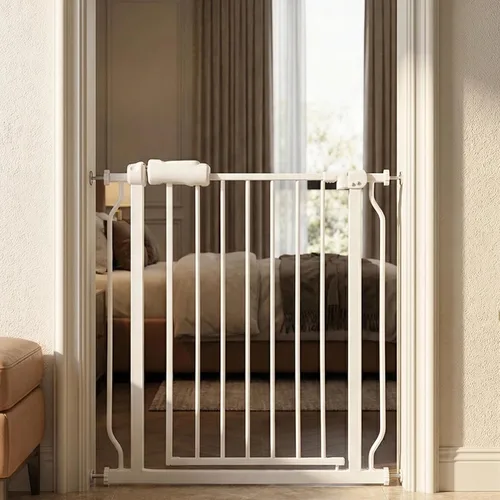 Miniatura 27 de Puerta de bebé estrecha de 24-29 pulgadas, puerta de seguridad de montaje a presión sin perforación para escaleras y puertas, puerta de seguridad