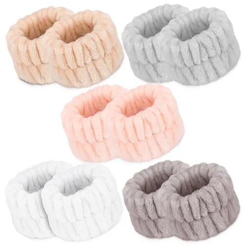 Miniatura 10 de Bandas de toalla de microfibra para spa de muñeca - Muñequeras absorbentes para lavado facial para niñas para evitar que el agua se derrame por