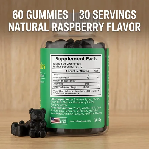Miniatura 5 de Shilajit Gummies 600mg Resina Shilajit pura del Himalaya Energía natural, resistencia, claridad mental y apoyo de vitalidad para hombres