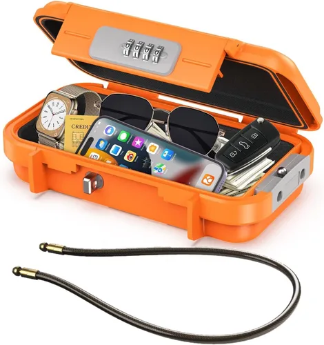 Miniatura 9 de ORIA Funda de seguridad portátil, caja de seguridad portátil, caja de seguridad con combinación de 4 dígitos, caja de seguridad para teléfonos