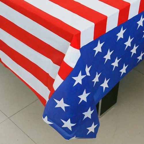 Miniatura 2 de Mantel del 4 de julio, paquete de 2 manteles de plástico de Estados Unidos para el Día de la Independencia, manteles rectangulares desechables