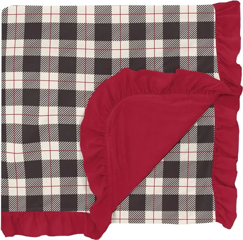 Miniatura 5 de KicKee Pants Manta estampada con volantes, fácil transición de cuna a cama, mantas suaves y sedosas para bebés y niños