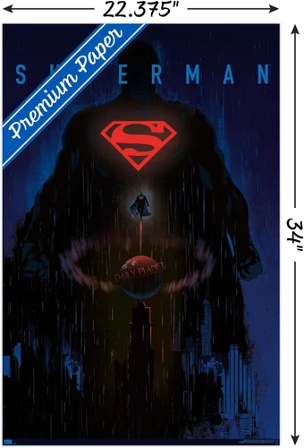 Miniatura 3 de DC Comics: Dark Artistic - Póster de pared de Superman, 34 pulgadas de largo x 22.4 pulgadas de ancho, versión premium sin marco
