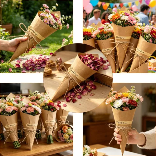 Miniatura 6 de Yalulu 50 unidades marrón/negro para recuerdos de boda, conos de papel kraft, cajas de dulces, soporte de flores de helado, decoración de mesa