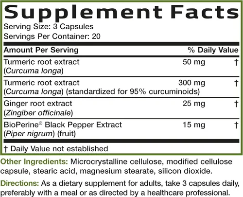 Miniatura 7 de Bronson Cúrcuma + jengibre extra fuerte apoyo para la salud y la digestión de las articulaciones con BioPerine, sin OMG, 60 cápsulas vegetarianas