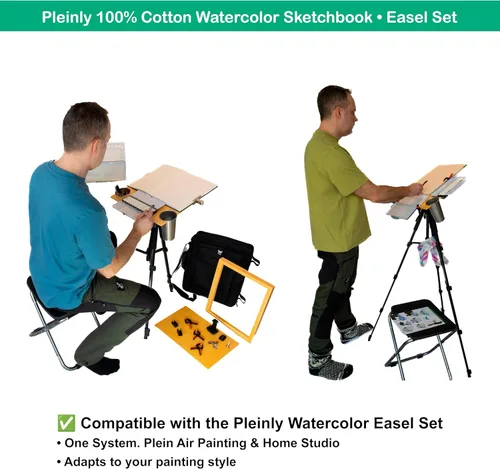 Miniatura 9 de Pleinly Cuaderno de bocetos de acuarela 100% algodón, prensa en frío, 8 x 12 pulgadas, grande, 140 libras (10.58 oz/m²), 26 hojas de retrato, papel