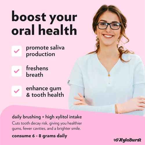 Miniatura 5 de XyloBurst Goma de mascar de xilitol Sin azúcar, sin gluten, apto para dieta cetogénica, sin aspartamo para la salud bucal, goma de mascar Frasco
