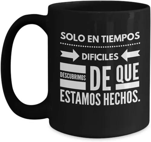 Miniatura 3 de Taza de Cafe Dificiles Vaso, taza de café divertidas, tazas personalizadas, taza de café inspiradoras, taza con mensajes positivos., 11onza, Negro