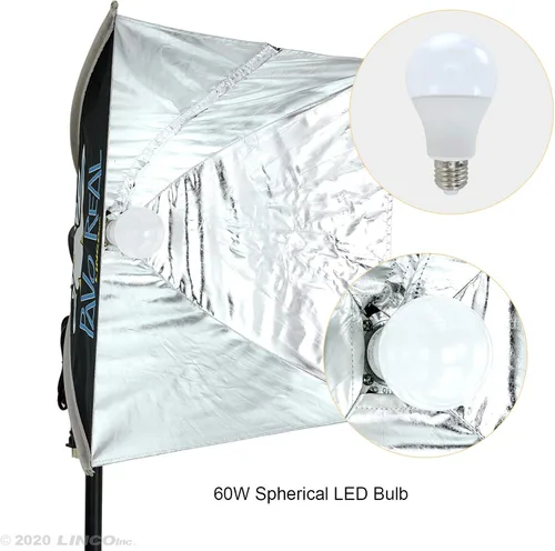 Miniatura 5 de LINCO Lincostore AM270 - Kit de iluminación de estudio para fotografía fotográfica continua, 16 x 16 pulgadas, con 2 bombillas de retrato