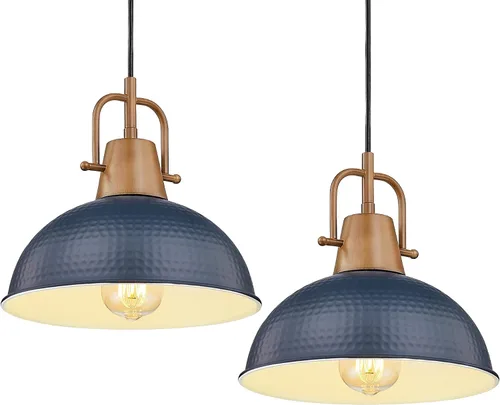 Miniatura 8 de Emliviar GE269MIL BK+WD - Lámpara colgante moderna de 10.2 pulgadas, lámpara colgante moderna para isla de cocina, pantalla de cúpula de metal negro
