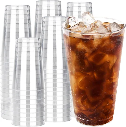 Miniatura 18 de RACETOP 9 oz 100 Pack Gold Glitter Plastic Cups, Disposable Gold Glitter Clear Plastic Cups for Parties, Gatherings, Weddings, and Festival Events