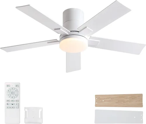 Miniatura 14 de Ventiladores de techo de 42 pulgadas con luces y control remoto, ventilador de techo de níquel cepillado, motor CC reversible de 6 velocidades, LED