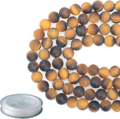 Miniatura 22 de Piedras preciosas redondas de jade blanco mate natural de 0.236 pulgadas esmeriladas, 120 cuentas sueltas a granel para hacer joyas y pulseras