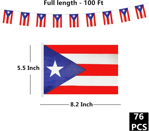 Miniatura 2 de Bandera de Puerto Rico de 100 pies, mini bandera de Puerto Rico pequeña, para decoración de fiestas, tiendas y bares, decoración al aire libre, 76