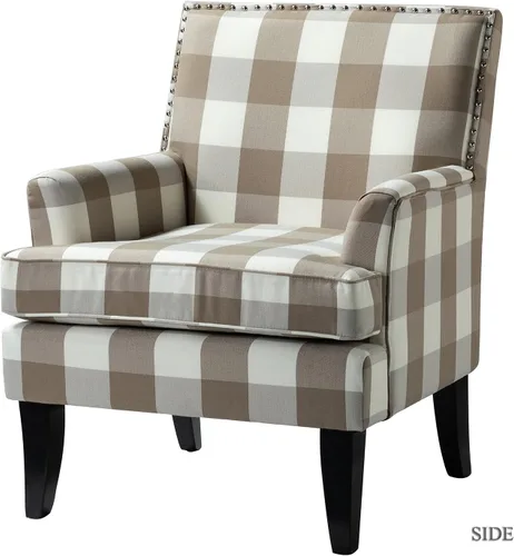 Miniatura 3 de HULALA HOME Silla de Acento Moderna con Brazos y Patas de Madera, Silla de Acento de Mediados de Siglo Sillón con Respaldo Alto, Reposabrazos