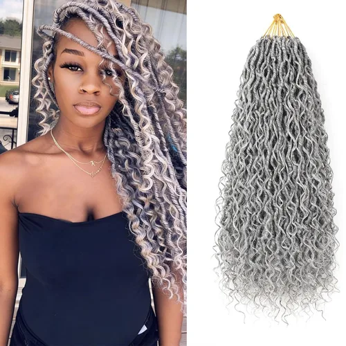 Miniatura 35 de Copper Goddess Faux Locs Cabello de Ganchillo con Puntas Rizadas, 7 Paquetes de 14 Pulgadas Boho Goddess Locs Cabello de Ganchillo, Cabello