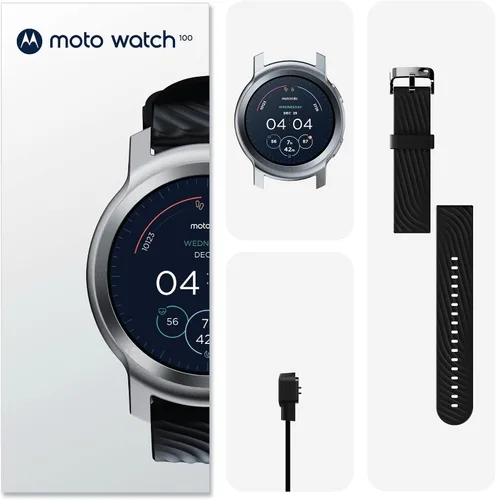 Miniatura 9 de Motorola Reloj inteligente Moto Watch 100 - Reloj inteligente de 1654in con GPS para hombres y mujeres batería de hasta 14 días frecuencia cardíaca