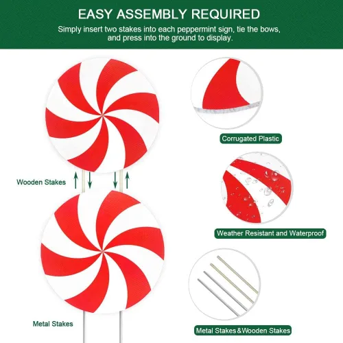 Miniatura 6 de Decoraciones navideñas de caramelo para exteriores, estacas de Navidad de 44 pulgadas, letreros gigantes de decoración navideña para el hogar