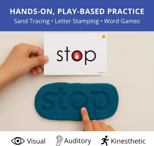 Miniatura 4 de Juego de 3 tarjetas flash multisensoriales con palabras de vista y fonética, juego 3 (palabras de alta frecuencia 101-150) - aprendizaje