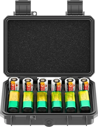Miniatura 10 de KIWIFOTOS Organizador de baterías C con 15 ranuras para almacenamiento, resistente al agua, IP67, impermeable, celda C, LR14, contenedores alcalinos