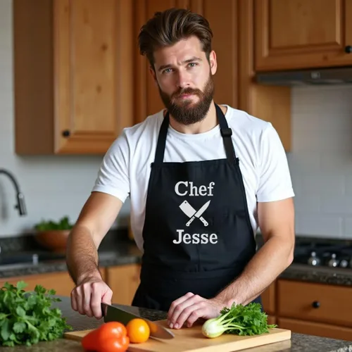 Miniatura 3 de Delantal de chef personalizado para hombres, diseño bordado personalizado, cocina profesional, barbacoa, parrilla, para papá, decorado en Estados