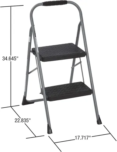 Miniatura 4 de Cosco 11308PBL1E Taburete plegable de 2 escalones, 200 libras, 22 pulgadas de extensión, negro/gris