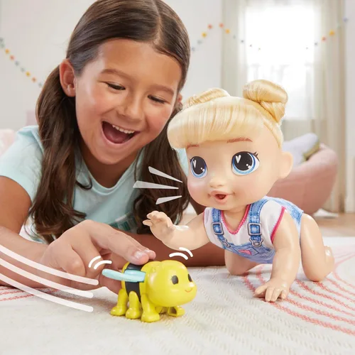 Miniatura 4 de Baby Alive Crawl 'n Play Harper Hugs - Conjunto de muñeca bebé electrónica gateadora, cabello rubio, juguetes para niños y niñas de 3 años