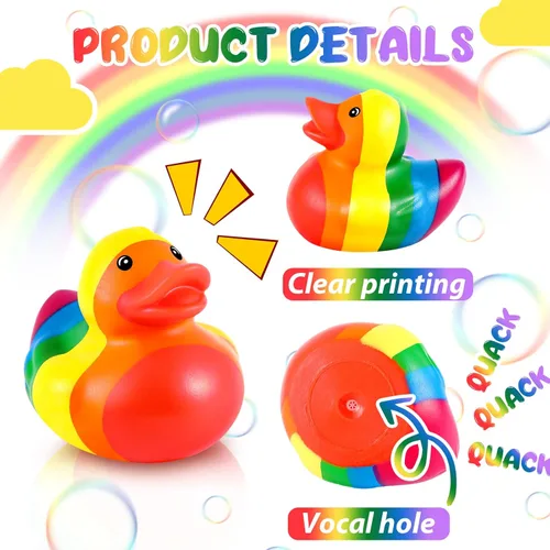 Miniatura 4 de DEEKIN Juego de patos de goma arcoíris a granel, mini patitos de goma para bañera y patito para decoración de arcoíris, colorido, cumpleaños, LGBT