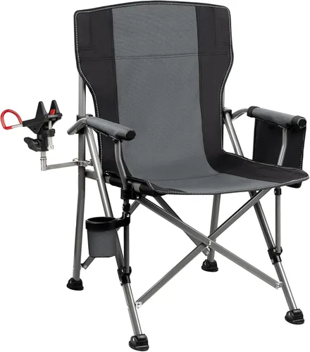 Miniatura 7 de Silla de pesca con soporte de caña ajustable de 360° mejorado, sillas plegables de pesca en hielo para adultos, silla de camping portátil
